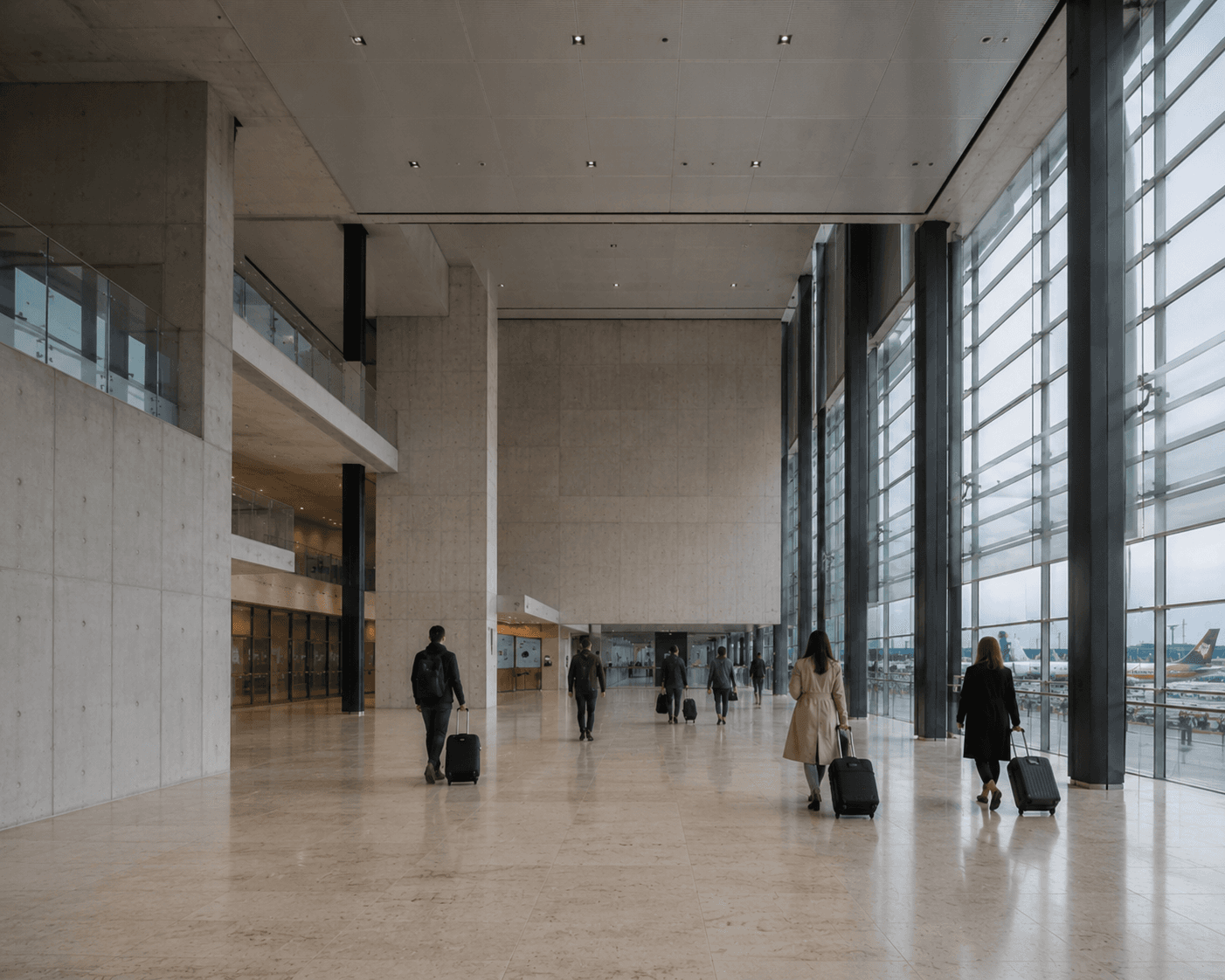 Airport terminal departure hall