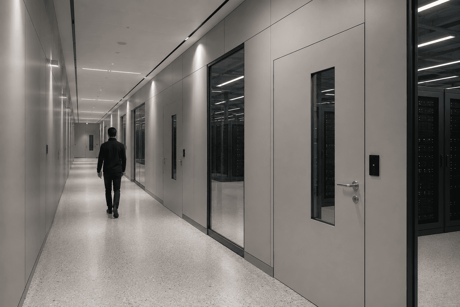 Data centre requiring fire-rated compartmentation
